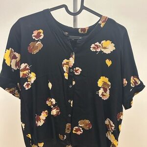Madewell Black Floral Button-Down Shirt